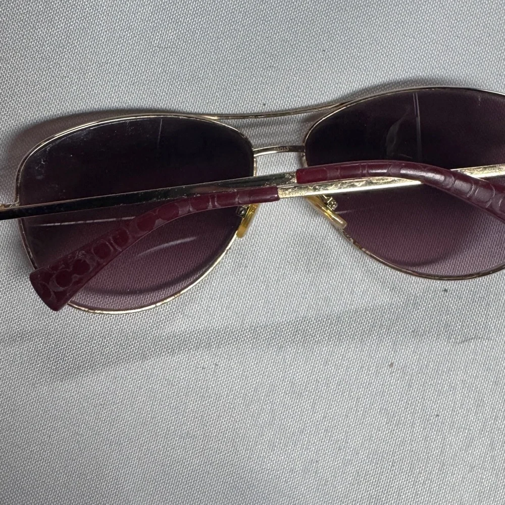 Coach Jaclyn Aviator Sunglasses Gold/Garnet - HC 7028 (L915 with Cream Case